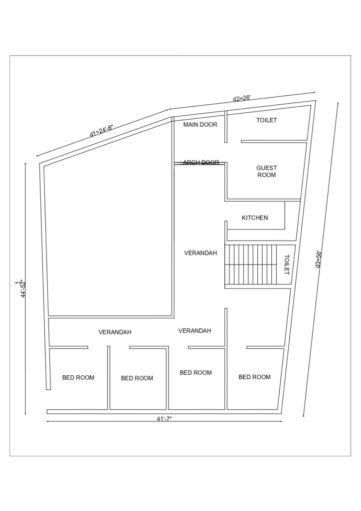 41’x56′ Simplex House Plan – Nakshawala